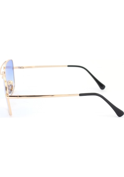 Mobgift Gold Metal Çerçeveli Mavi Degrade Camlı Kare Unisex Güneş