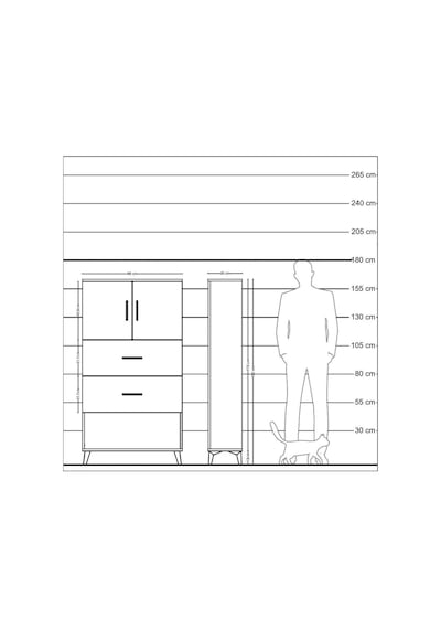 Arges Dolap 2 Raflı 2 Çekmeceli 2 Kapaklı 88x30x163 Çam-çam Atlas Çam