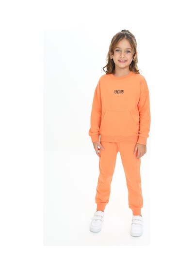 Toontoy Kids Toontoy Kız Çocuk Kanguru Cepli Tnty Nakışlı Eşofman Takım Somon