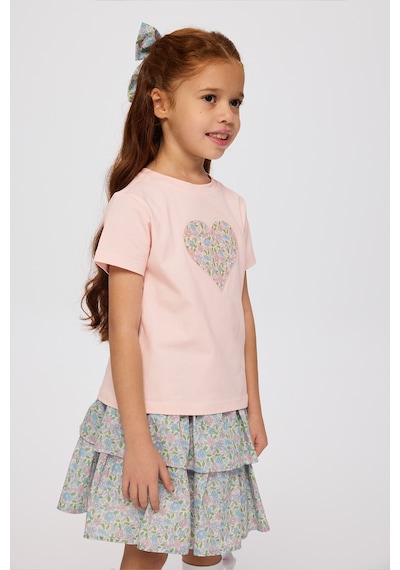 Panço Liberty Kumaş Kısa Kollu Kız Çocuk Tişört Pembe 5621GK05009