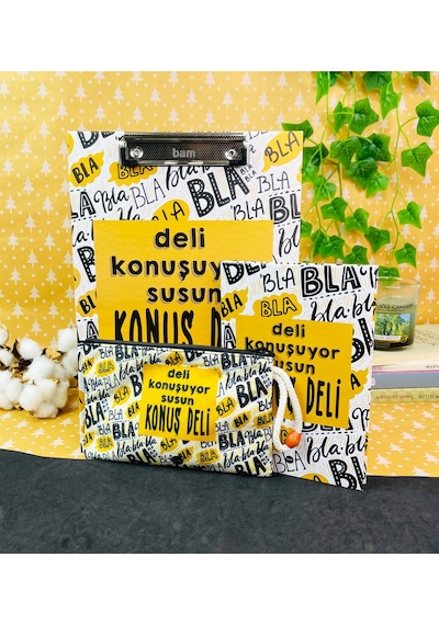 Deli Konuşuyor Susun Tasarımlı Defter Kalemlik Ve Sekreterlik Kır