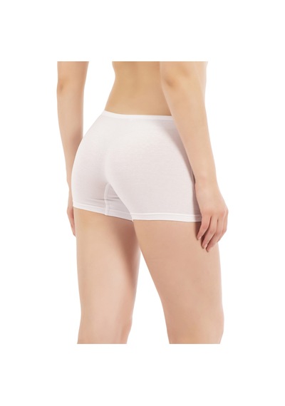 Özkan Underwear Özkan 0412 Kadın Likralı %95 Pamuklu Süprem Esnek Rahat Boxer Şort Tayt Beyaz
