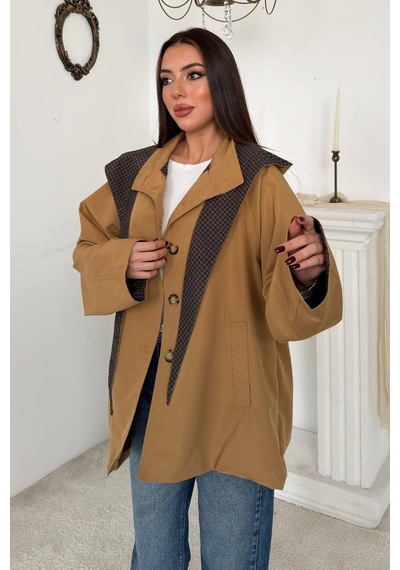 Alemdarshop Camel Kapşonlu Ceket