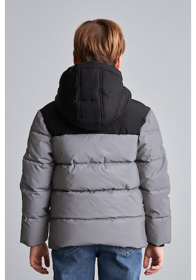 Defacto Su Geçirmez Kapüşonlu Suni Deri Regular Fit Fermuarlı Şişme Mont Erkek Çocuk H0444a826wnrf1 Reflektör-rf1