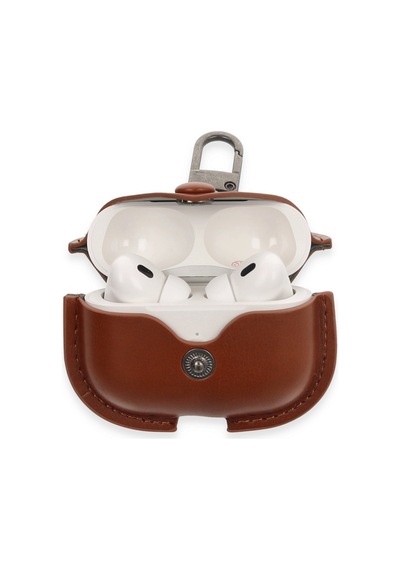 Airpods Pro 2 2.nesil Çanta Deri Kılıf - Taba