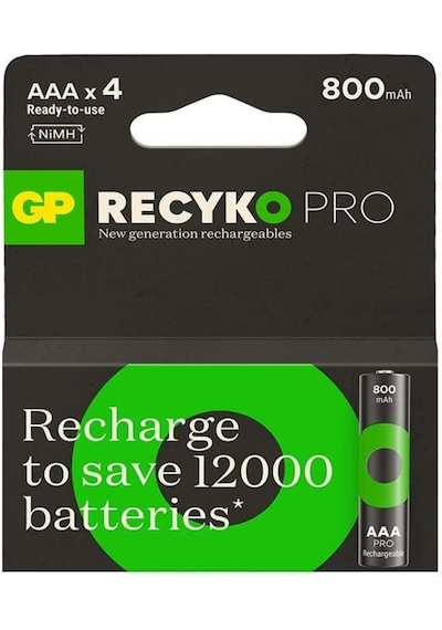 Gp Recyko Pro 800 Mah Ni-mh 1.2 Volt Aaa İnce Kalem Şarjlı Pil 4lü Paket