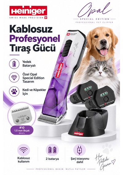 Heiniger Opal Special Edition Kablosuz Evcil Hayvan Tıraş Makinesi Yedek Bataryalı