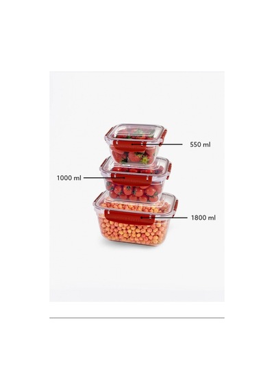 Master Dikdörtgen Saklama Seti 3'lü 550-1000-1800 Ml Royaleks-30866 Çok Renkli