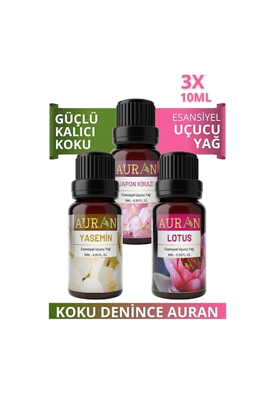 AURAN Yasemin, Lotus, Japon Kirazı Saf Uçucu Yağ Buhurdanlık Yağı