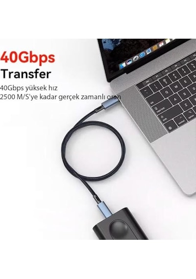 40gbps 240w 4.0 Thunderbolt Type-c To Type-c Şarj, Data Ve 8k 60hz Görüntü Aktarım Kablosu Tip C 2 Metre Cz855 Diğer
