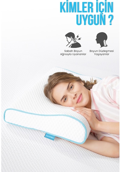 Viscofoam Hava Kanallı Ortopedik Boyun Destekli Yastık Visco Yastık 57x37x10-7cm