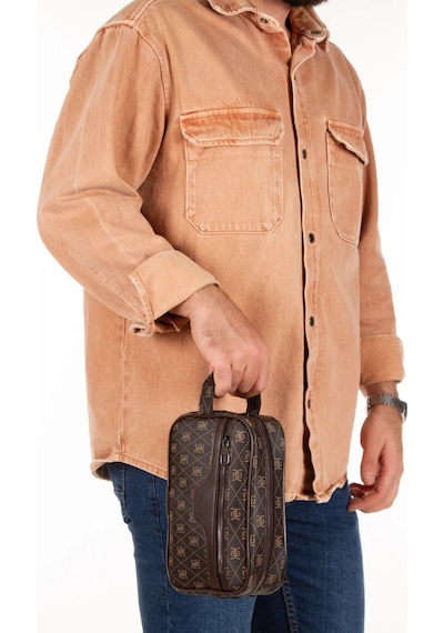 Tuldar Erkek Deri Portföy Clutch Traş Kozmetik Bakım Ve Günlük El Çantası Tul374 Kahverengi