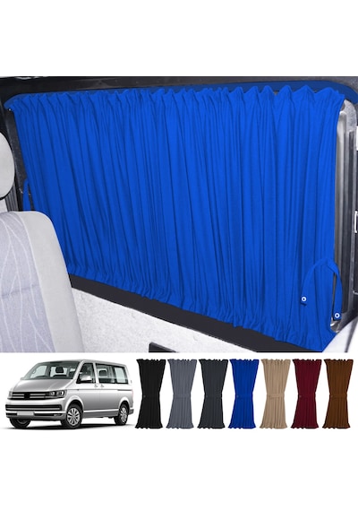 Pandami Volkswagen Transporter Caravelle T5/t6/t7 Uzun Şase 2003-2022 Uyumlu Mavi Raylı Oto Perde Takımı