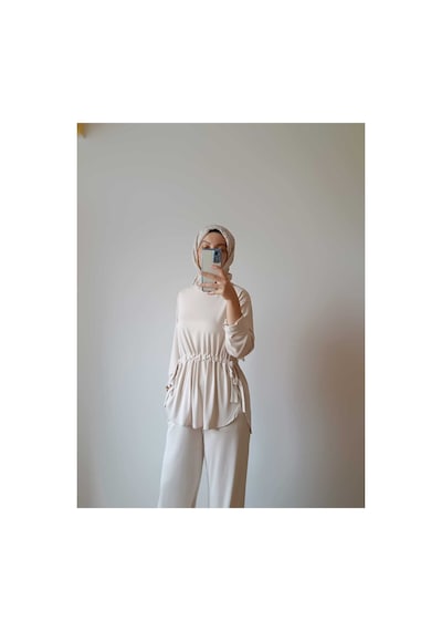 Hiera Büzgü Detaylı Bej Takım Bej - 751770098 Bej - 751770098 Bej