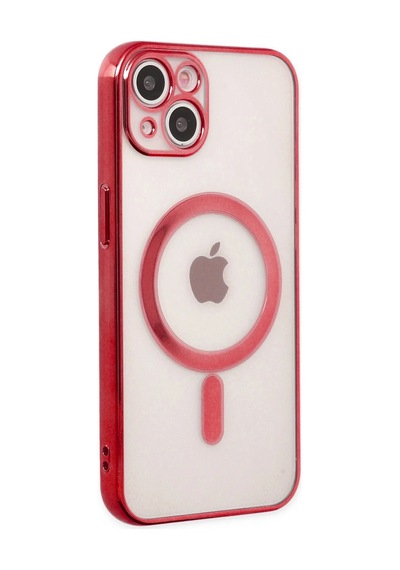 Cosmotex Newface Apple, Uyumlu iPhone 14 Plus Kılıf Magneticsafe Lazer Silikon - Kırmızı