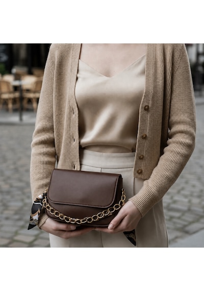 Celeste Bag Acı Kahve Fular Ve Zincir Detaylı Kadın Omuz Çantası
