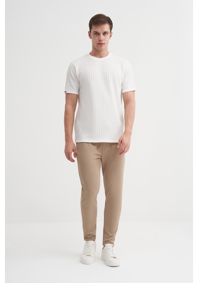 Cazador Erkek Bisiklet Yaka Örme Desen T Shirt 40510 Beyaz