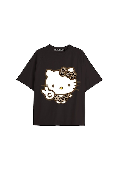 Kalic Studio Y2k Vintage Leopar Baskılı Siyah T-shirt Kod 181 Siyah-181