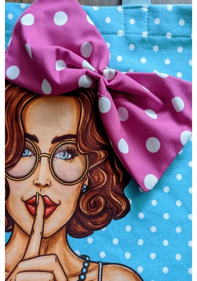 Ayshome Popart Desen Bez Sarı Puantiyeli Plaj Alışveriş Çantası Çok Renkli