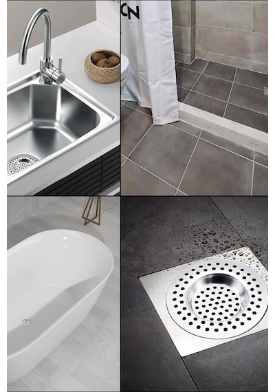 Paslanmaz Metal Süzgeç 2 Li Lavabo Süzgeci Evye Süzgeç Sink Strainer