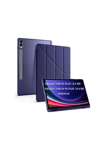 Samsung Galaxy Uyumlu  Tab S9 Fe Plus/s10 Plus Kılıf Kalem Bölmeli Trifolding Case X610 X616 X820 X826 X828 Kılıf