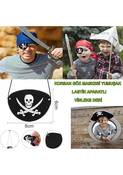 Vinleks Deri Korsan Göz Bandı Göz Maskesi Lastikli 2 "