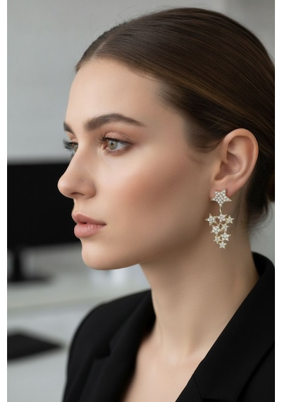 Yıldız Model Renk Zirkon Taşlı Küpe Diğer