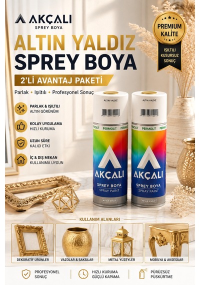 Permolit 400 Ml Altın Yaldız Sprey Boya 310 2'li Paket Altın