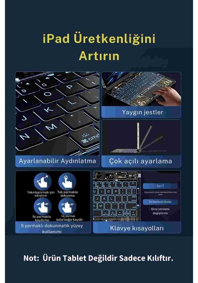 Apple Uyumlu iPad Air 11 2024 Transparan Görünümlü Dönebilen Fuchsia Bluetoothlu Klavyeli Tablet Kılıfı Klavyeli Kılıf