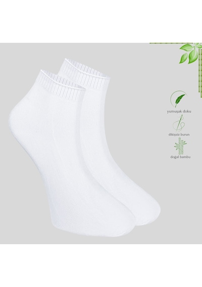 Kral Socks Erkek Bambu Düz Desen 5 Çift Dikişsiz Patik Çorap Beyaz