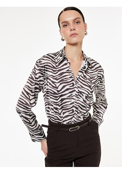 Koton Uzun Kollu Düğmeli Zebra Desenli Klasik Yaka Saten Gömlek Beyaz Desenli 6wak60246uw Beyaz Desenli Koton Uzun Kollu Düğmeli Zebra Desenli Klasik Yaka Saten Gömlek Beyaz Desenli 6wak60246uw Beyaz Desenli