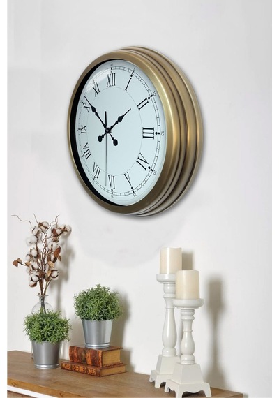 Retro Modern Roma Rakamlı 40 Cm Metal Duvar Saati Eskitme