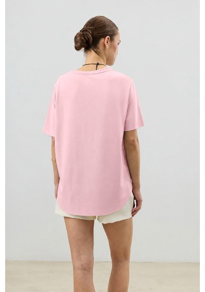 Antioch Dökümlü Kadın T-shirt Pembe