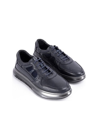 Lacivert Erkek Deri Sneaker-Lacivert