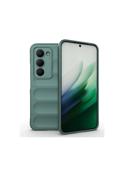 Xiaomi Redmi 15 Kılıf Esnek Tpu Oyuklu Arka Yüzey Tasarımlı Zore Etnik Silikon Kapak Koyu Yeşil