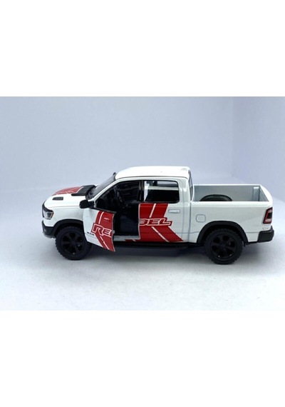 2019 Dodge Ram 1500 W - Çek Bırak 5inch. Lisanslı Model Araba, Oyuncak Araba 1:46 Beyaz