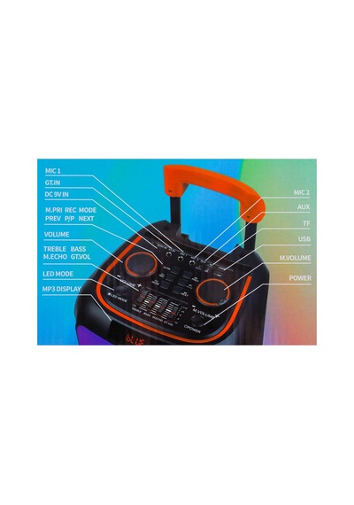 Ndr-1097 Bluetooth Speaker Kablosuz Mikrofonlu Taşınabilir Şarjlı Tekerlekli Büyük Boy Party Speaker 40w Hoparlör Hafıza Kartı Usb Girişli Tws Özellikli Fm Radyolu Ses Sistemi