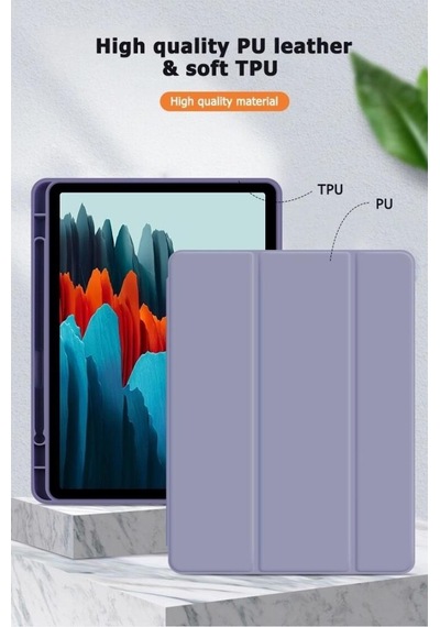 Samsung Galaxy Uyumlu Tab S10 Fe+ Plus 13.1inç Kılıf Kalem Bölmeli Smart Case X620 X626 Kapaklı Kılıf