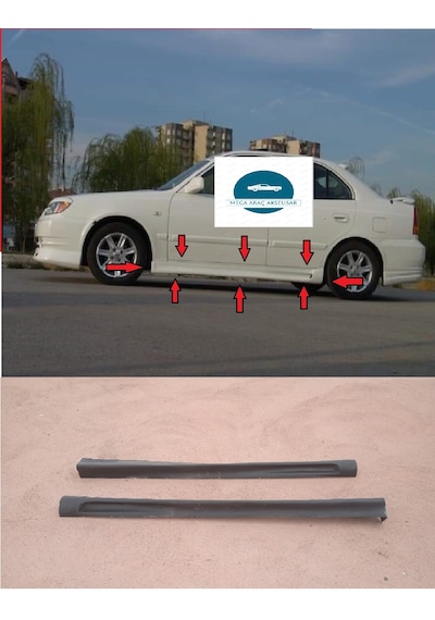 Hyundai Accent Milenyum Marşpiyel Takımı Sağ Sol Boyasız Ham Siyah Fiberclass