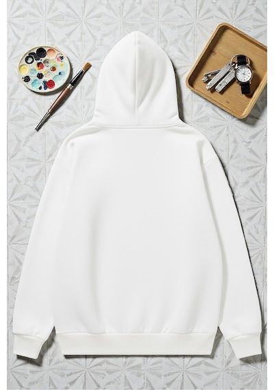 Uyguntarz Unisex Good Days Baskılı Oversize Sweatshirt beyaz