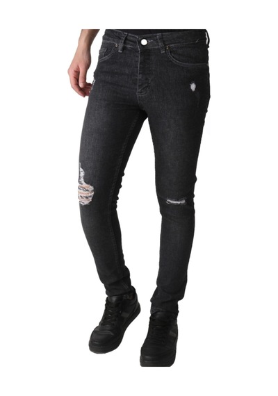 Erkek Denim Pantolon Lzr Işlmli Trend Siyah