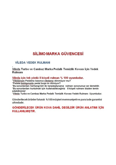 Silimo 2 Ad Vileda Tamir Rulmanı Turbo Cambaz Marka Pedallı Temizlik Diğer