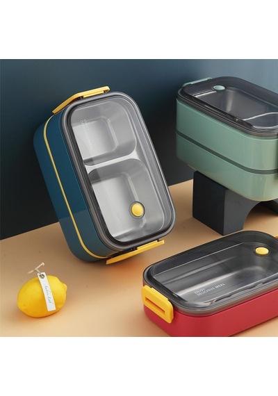 Vagonlife Beslenme Kutusu İki Katlı - Paslanmaz Çelik - 1400ml Kaşık Ve Çatal Lunch Box Lacivert Genel