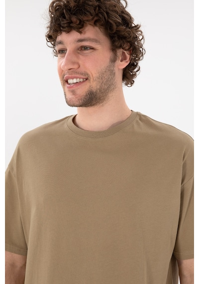 U.S. Polo Assn. Erkek Oversize Fit Bisiklet Yaka Haki Tişört 50305859-VR027