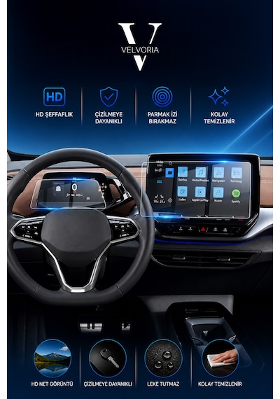 Volkswagen Id.3 Navigasyon Ve Gösterge Paneli Nano Glass Ekran Koruyucu Multimedya Ekran Koruyucu