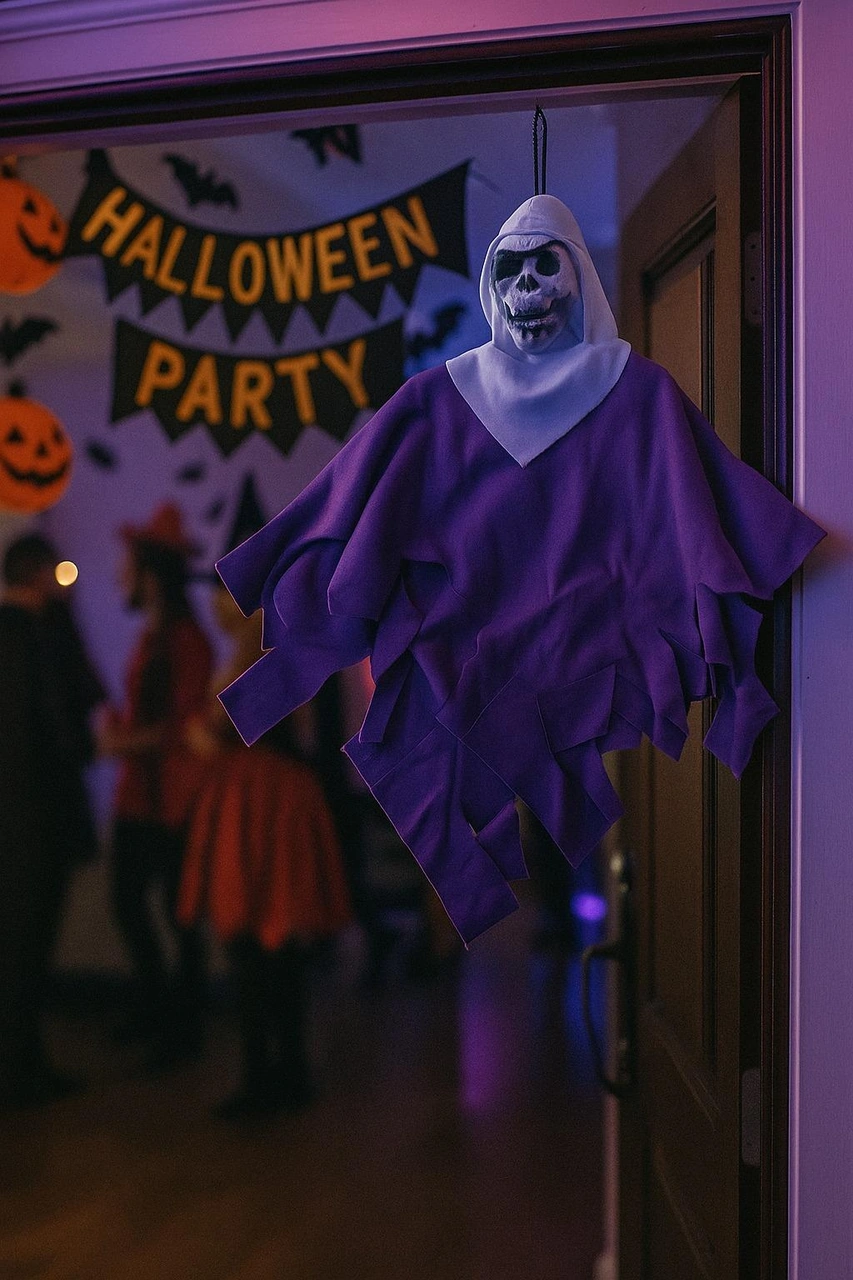 Halloween Cadılar Bayramı İskelet Çığlık Beyaz Tek Göz Korkunç Kapı Süsü Diğer