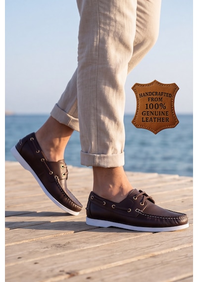 Nautical Hakiki Deri Kahverengi Kauçuk Anti Sararma Özellikli Taban Boat Shoe Loafer Makosen Cas... Beyaz - Kahverengi Nautical Hakiki Deri Kahverengi Kauçuk Anti Sararma Özellikli Taban Boat Shoe Loafer Makosen Cas... Beyaz - Kahverengi