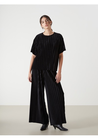 Lcw Everyday Siyah Beli Lastikli Kadife Kadın Pantolon