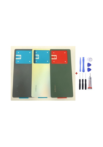 İnfinix Note 40 Siyah Arka Cam Kapak Pil Kapağı Tamir Set B7000 Set Siyah