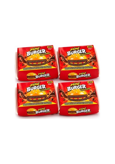 Mini Burger Chocolate Hamburger Şeklinde Çikolatalı Atıştırmalık 4'lü Paket